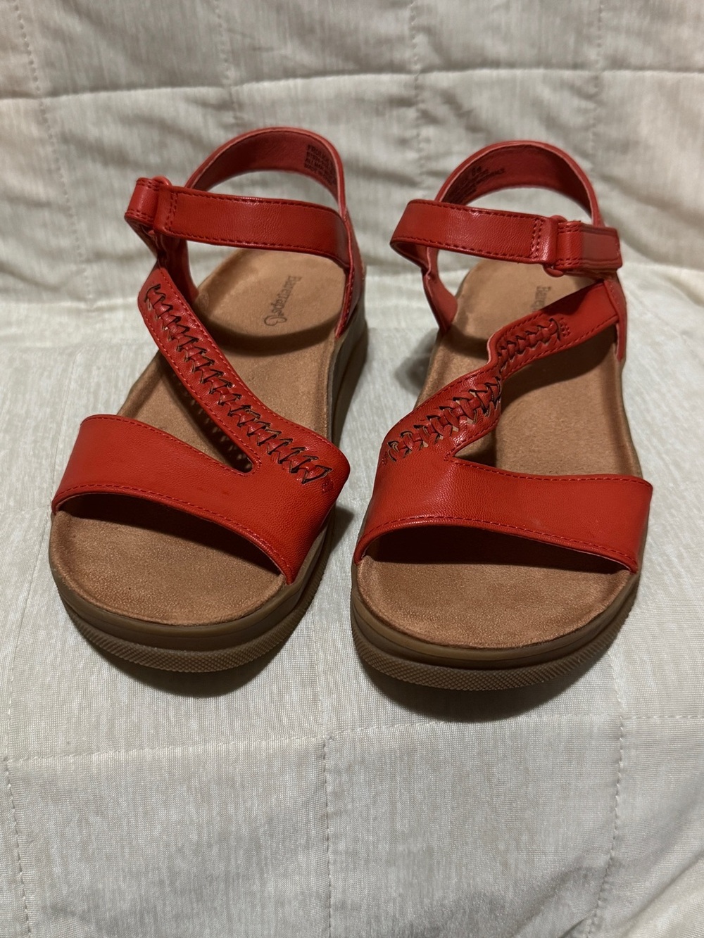 BareTraps Red Adjustable Ankle Strap Comfort Sandals